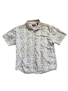 Michael Brandon Mens Slim Fit Short Sleeve Button Front Shirt-White/Black-GUC